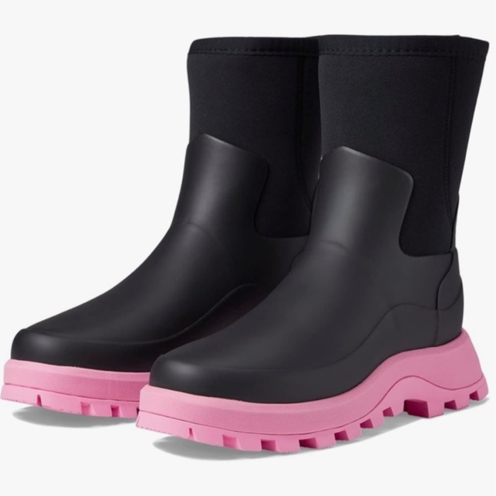 Hunter Short City Explorer Short Neoprene Boots Black + Pink